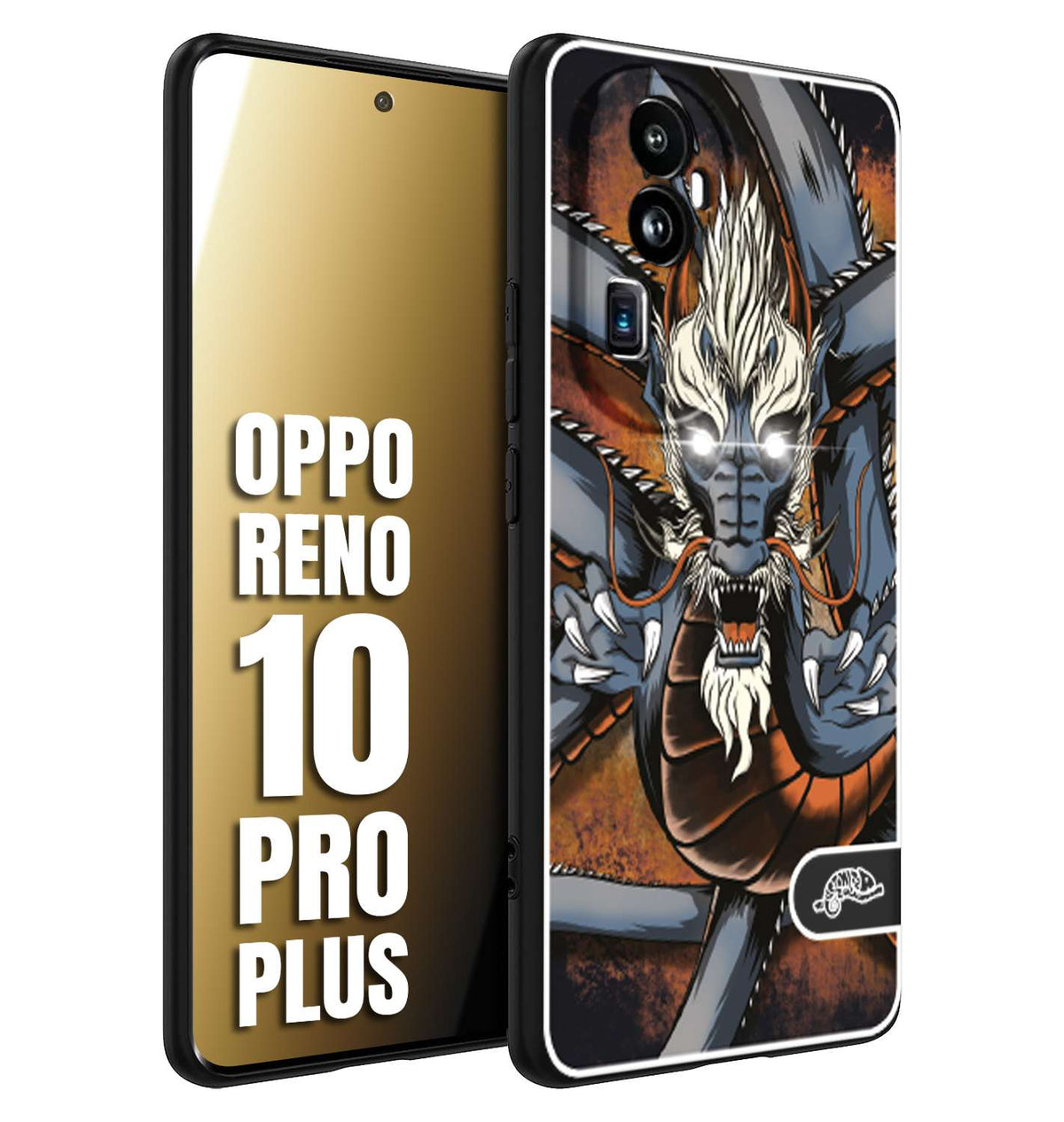 CUSTOMIZZA - Custodia cover nera morbida in tpu compatibile per Oppo Reno 10 PRO PLUS drago giapponese tattoo japan dragon