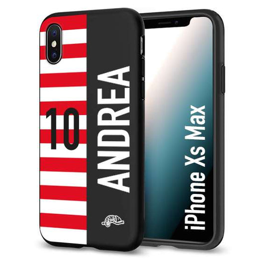 CUSTOMIZZA - Custodia cover nera morbida in tpu compatibile per iPhone Xs Max personalizzata calcio football nome e numero calciatori bianco rossa