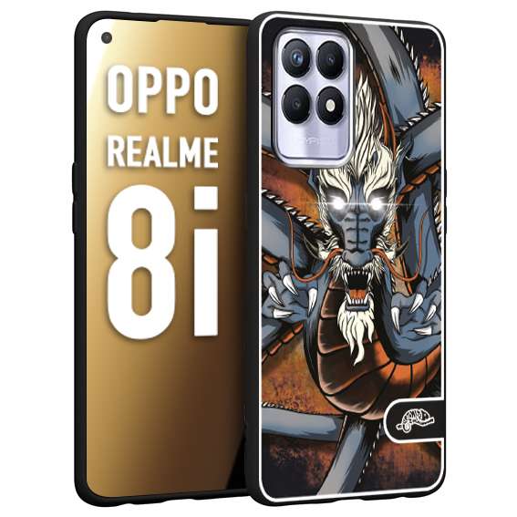 CUSTOMIZZA - Custodia cover nera morbida in tpu compatibile per Realme 8i drago giapponese tattoo japan dragon