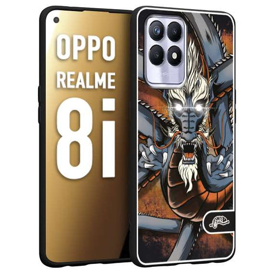CUSTOMIZZA - Custodia cover nera morbida in tpu compatibile per Realme 8i drago giapponese tattoo japan dragon
