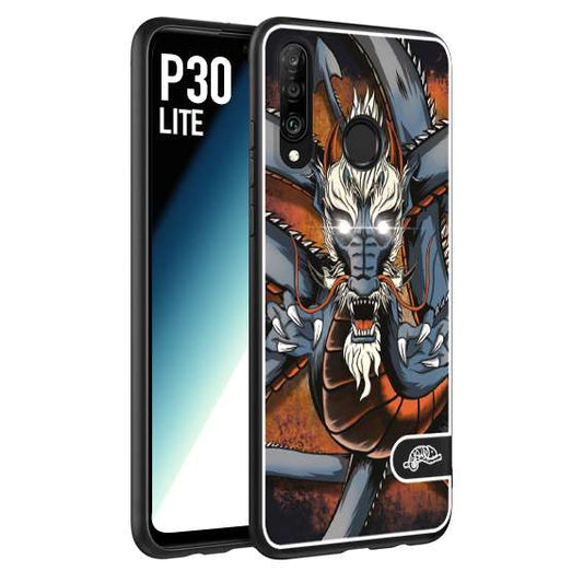 CUSTOMIZZA - Custodia cover nera morbida in tpu compatibile per Huawei P30 LITE drago giapponese tattoo japan dragon