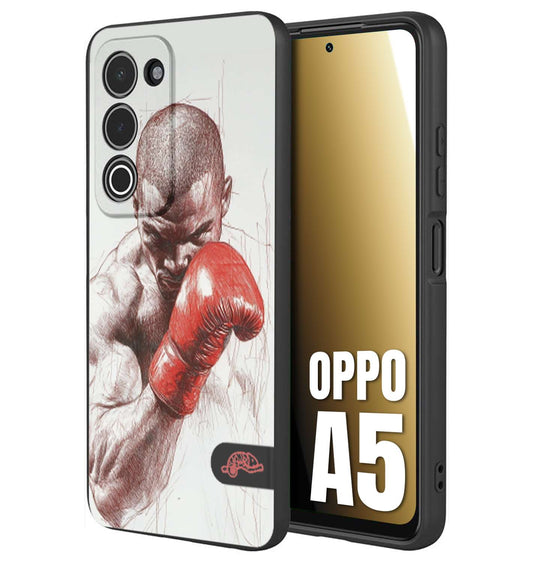CUSTOMIZZA - Custodia cover nera morbida in tpu compatibile per Oppo A5 pugilato pugili disegno tattoo guantoni box sport primo piano