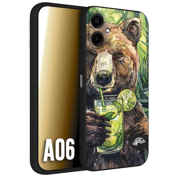 CUSTOMIZZA - Custodia cover nera morbida in tpu compatibile per Samsung A06 fiori estate disegnata cocktails animali simpatici orso bear negroni