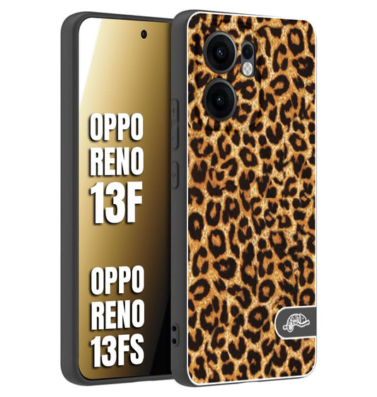 CUSTOMIZZA - Custodia cover nera morbida in tpu compatibile per Oppo Reno 13 F leopardato maculato donna marrone leopard brown