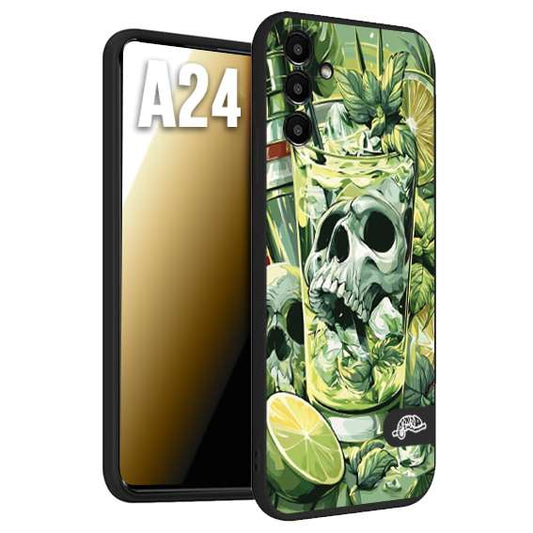 CUSTOMIZZA - Custodia cover nera morbida in tpu compatibile per Samsung A24 Mojito cocktail teschio illustrazione drink lime menta ghiacci tropicale street art