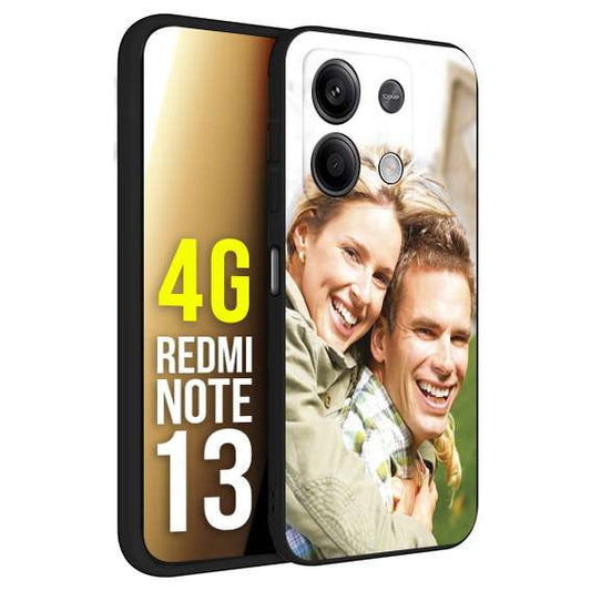 CUSTOMIZZA - Custodia cover nera morbida in tpu compatibile per Xiaomi Redmi Note 13 4G personalizzata con foto immagine scritta a piacere