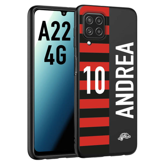 CUSTOMIZZA - Custodia cover nera morbida in tpu compatibile per Samsung A22 4G personalizzata calcio football nome e numero calciatori rossonera