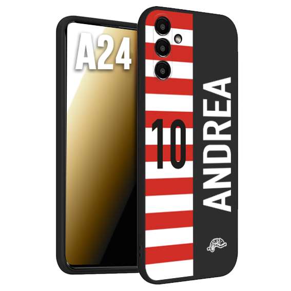 CUSTOMIZZA - Custodia cover nera morbida in tpu compatibile per Samsung A24 personalizzata calcio football nome e numero calciatori bianco rossa