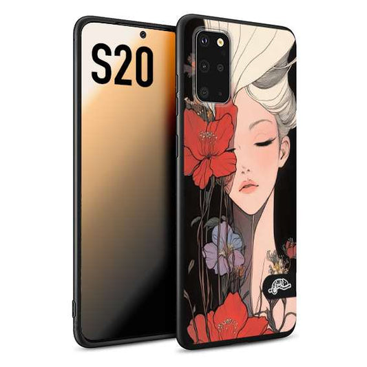 CUSTOMIZZA - Custodia cover nera morbida in tpu compatibile per Samsung S20 woman flower Fantasia Floreale Design Donna e Fiori, Retro Artistico