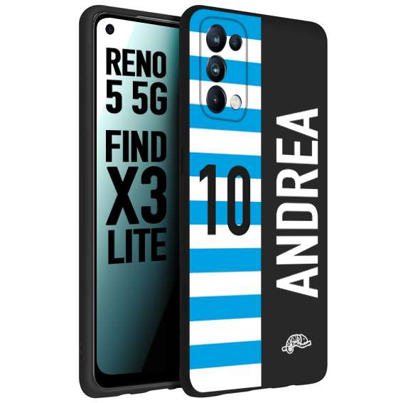 CUSTOMIZZA - Custodia cover nera morbida in tpu compatibile per Oppo Reno 5 5G personalizzata calcio football nome e numero calciatori biancazzurri