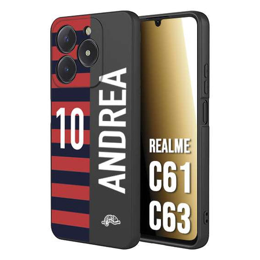 CUSTOMIZZA - Custodia cover nera morbida in tpu compatibile per Oppo C61 - C63 personalizzata calcio football nome e numero calciatori rossoblu