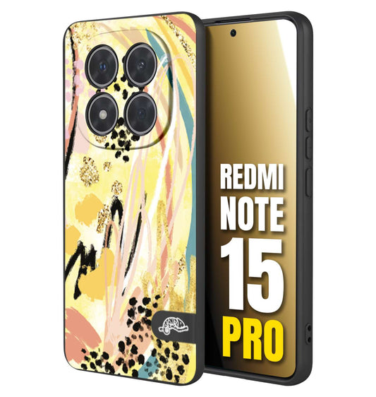 CUSTOMIZZA - Custodia cover nera morbida in tpu compatibile per Xiaomi Redmi Note 15 PRO astratti donna flower fantasia estate gialla rosa leopardata