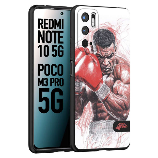 CUSTOMIZZA - Custodia cover nera morbida in tpu compatibile per Xiaomi Redmi Note 10 5G - Poco M3 Pro 5G pugilato pugili disegno tattoo guantoni boxer pesi massimi iron mike