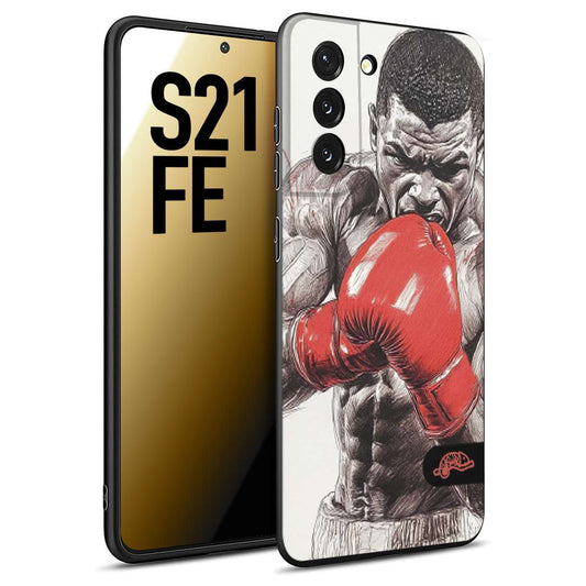 CUSTOMIZZA - Custodia cover nera morbida in tpu compatibile per Samsung S21 FE pugilato pugili disegno tattoo guantoni box pesi massimi gancio