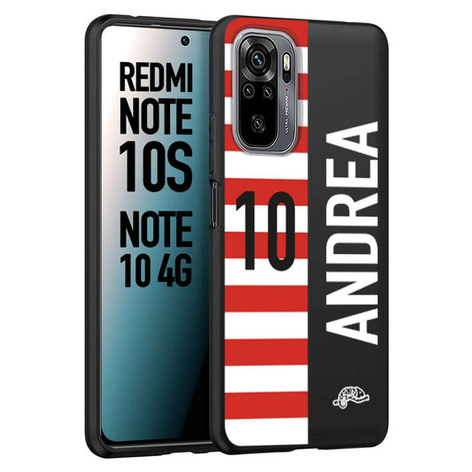 CUSTOMIZZA - Custodia cover nera morbida in tpu compatibile per Xiaomi Redmi Note 10S personalizzata calcio football nome e numero calciatori bianco rossa