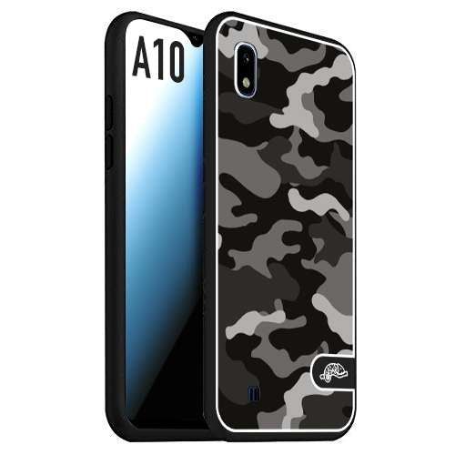CUSTOMIZZA - Custodia cover nera morbida in tpu compatibile per Samsung A10 camouflage mimetico militare nero black grigio