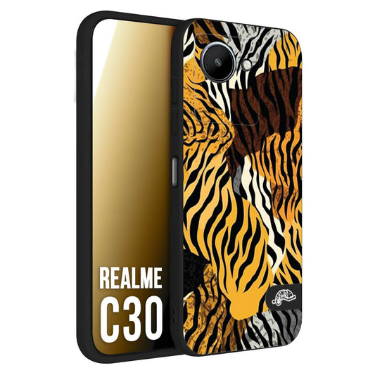 CUSTOMIZZA - Custodia cover nera morbida in tpu compatibile per Oppo Realme C30 leopardato tigrato tiger colorata donna fashion estate