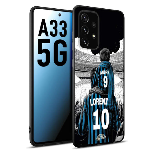 CUSTOMIZZA - Custodia cover nera morbida in tpu compatibile per Samsung A33 5G personalizzata calcio football padre e figlio calciatori nerazzurra