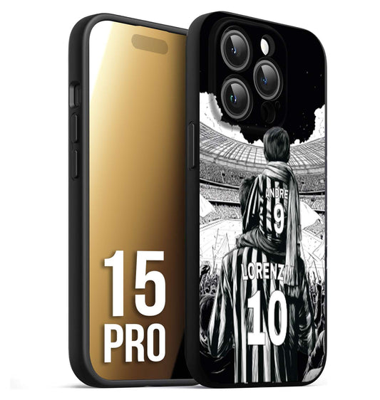 CUSTOMIZZA - Custodia cover nera morbida in tpu compatibile per iPhone 15 PRO personalizzata calcio football nome e numero calciatori bianconeri bianca e nera