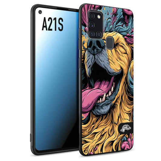 CUSTOMIZZA - Custodia cover nera morbida in tpu compatibile per Samsung A21S Golden Retriever illustrazione cane pop art cane street art cartone animato