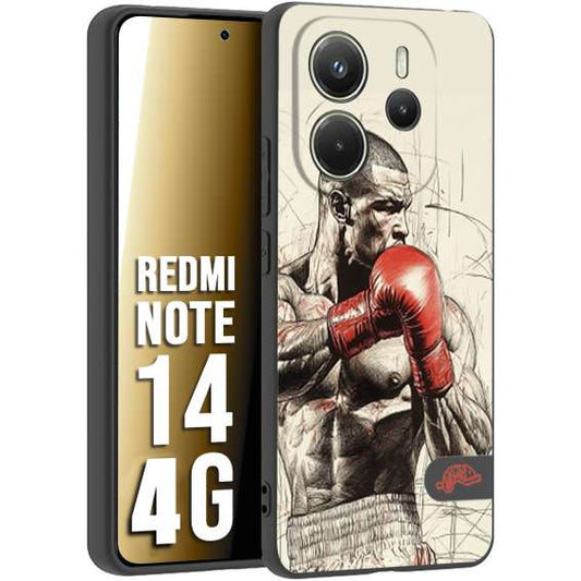 CUSTOMIZZA - Custodia cover nera morbida in tpu compatibile per Xiaomi Redmi Note 14 4G pugilato pugili disegno tattoo guantoni box sport ring