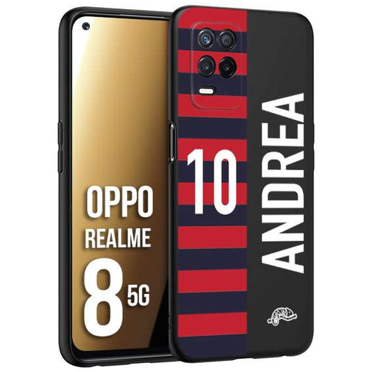 CUSTOMIZZA - Custodia cover nera morbida in tpu compatibile per Oppo Realme 8 5G personalizzata calcio football nome e numero calciatori rossoblu