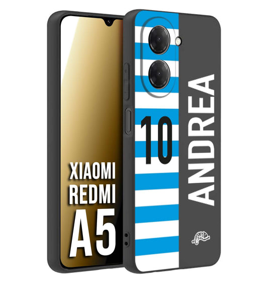 CUSTOMIZZA - Custodia cover nera morbida in tpu compatibile per Xiaomi Redmi A5 personalizzata calcio football nome e numero calciatori biancazzurri