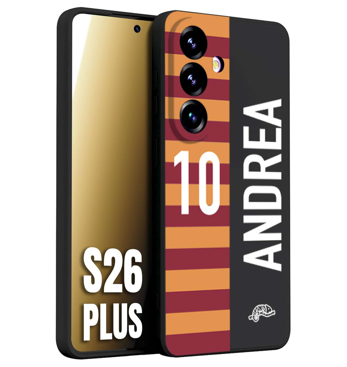 CUSTOMIZZA - Custodia cover nera morbida in tpu compatibile per Samsung S26 PLUS personalizzata calcio football nome e numero calciatori giallo rossi