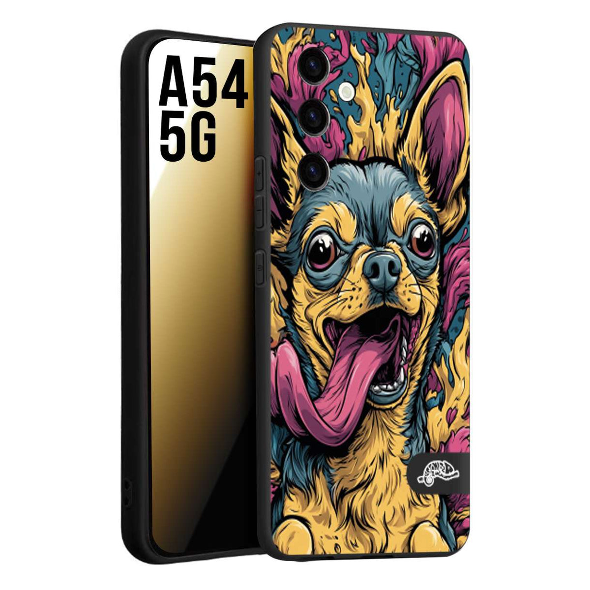 CUSTOMIZZA - Custodia cover nera morbida in tpu compatibile per Samsung A54 5G Chihuahua illustrazione cane pop art cane street art cartone animato