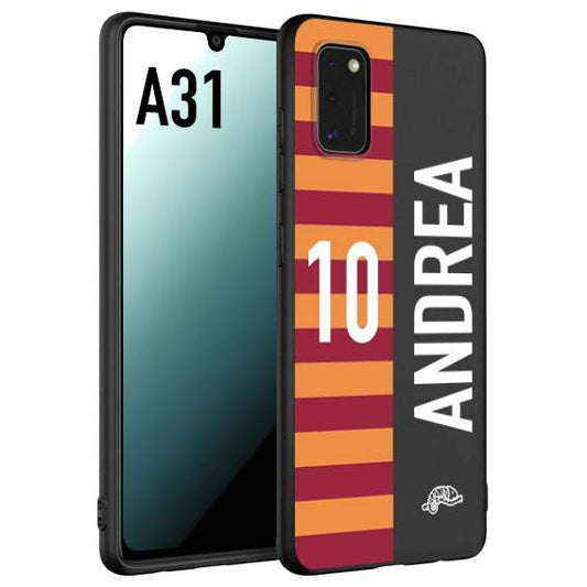 CUSTOMIZZA - Custodia cover nera morbida in tpu compatibile per Samsung A31 personalizzata calcio football nome e numero calciatori giallo rossi