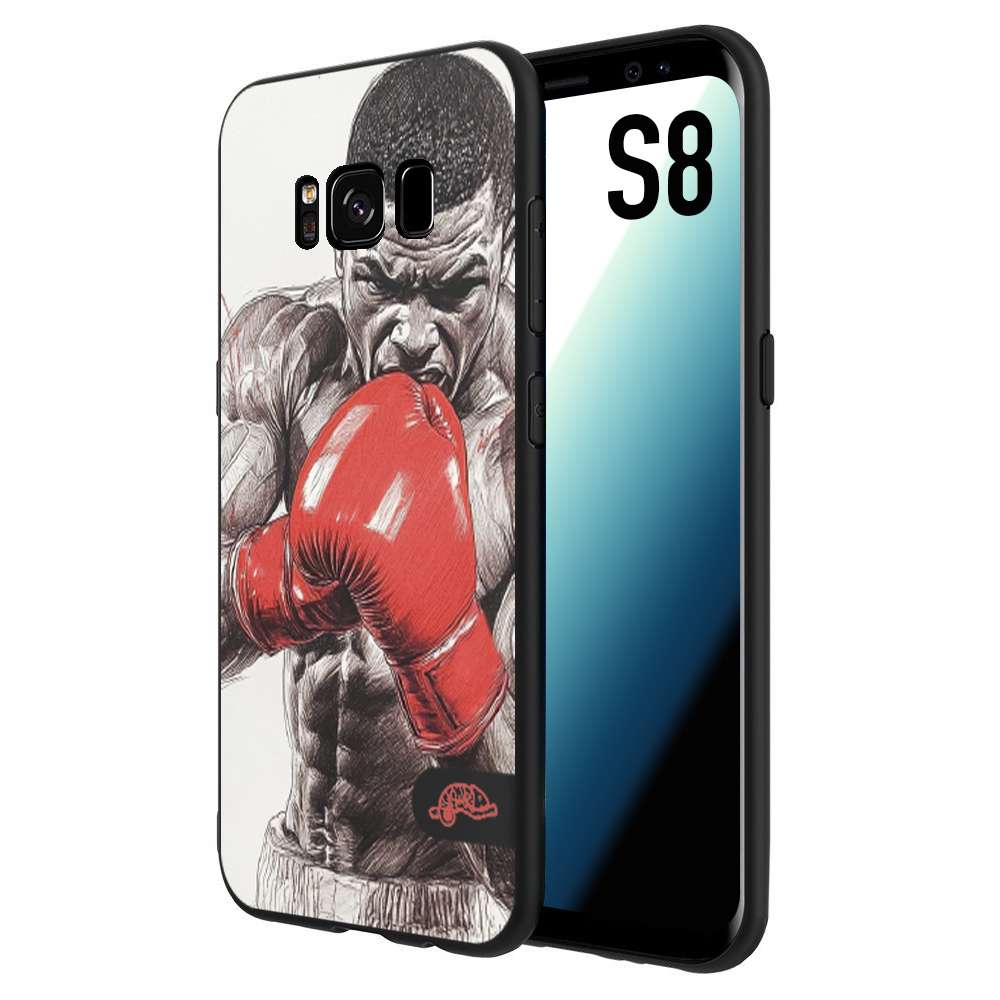 CUSTOMIZZA - Custodia cover nera morbida in tpu compatibile per Samsung S8 pugilato pugili disegno tattoo guantoni box pesi massimi gancio