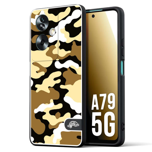 CUSTOMIZZA - Custodia cover nera morbida in tpu compatibile per Oppo A79 5G camouflage mimetico militare giallo desert brown