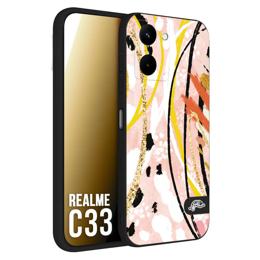 CUSTOMIZZA - Custodia cover nera morbida in tpu compatibile per Oppo Realme C33 fiori astratti donna zebrato leopardato fantasia dorata gialla rosa colorata