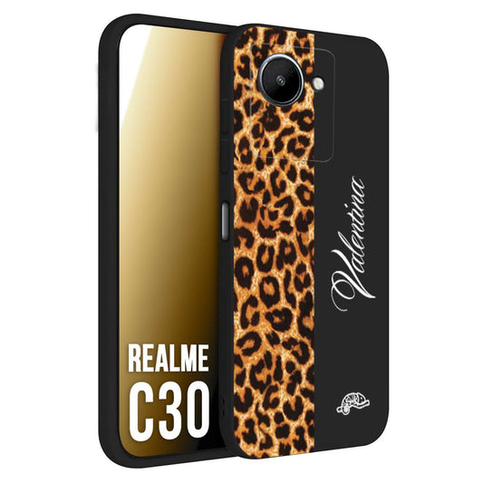 CUSTOMIZZA - Custodia cover nera morbida in tpu compatibile per Oppo Realme C30 custom nome scritta leopardato maculato donna marrone leopard