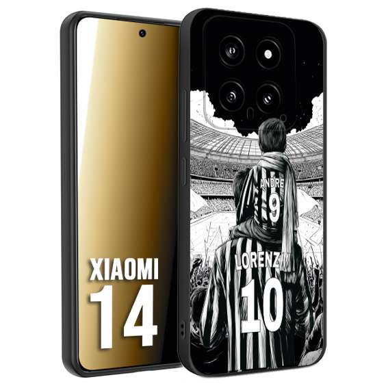 CUSTOMIZZA - Custodia cover nera morbida in tpu compatibile per Xiaomi 14 personalizzata calcio football nome e numero calciatori bianconeri bianca e nera