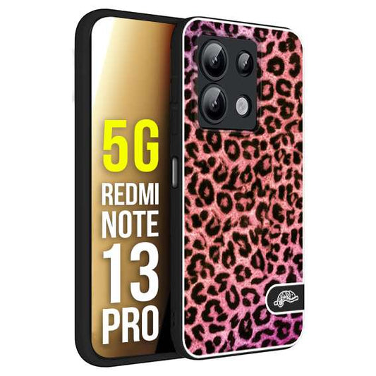 CUSTOMIZZA - Custodia cover nera morbida in tpu compatibile per Xiaomi Redmi Note 13 PRO 5G leopardato maculato donna rosa leopard