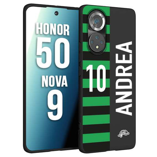 CUSTOMIZZA - Custodia cover nera morbida in tpu compatibile per Huawei Nova 9 - Honor 50 personalizzata calcio football nome e numero calciatori neroverde