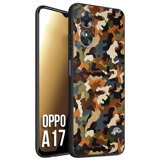 CUSTOMIZZA - Custodia cover nera morbida in tpu compatibile per Oppo A17 camouflage mimetico militare moderno blu marrone beige