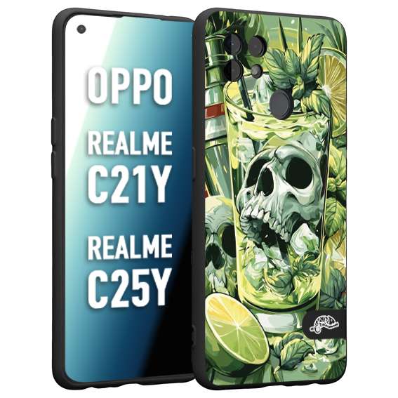 CUSTOMIZZA - Custodia cover nera morbida in tpu compatibile per Realme C21Y - C25Y Mojito cocktail teschio illustrazione drink lime menta ghiacci tropicale street art