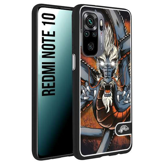 CUSTOMIZZA - Custodia cover nera morbida in tpu compatibile per Xiaomi Redmi Note 10 drago giapponese tattoo japan dragon