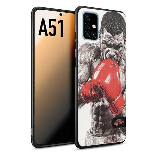 CUSTOMIZZA - Custodia cover nera morbida in tpu compatibile per Samsung A51 pugilato pugili disegno tattoo guantoni box pesi massimi gancio