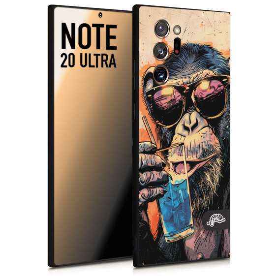 CUSTOMIZZA - Custodia cover nera morbida in tpu compatibile per Samsung NOTE 20 ULTRA estate disegnata cocktails animali simpatici scimmia monkey negroni