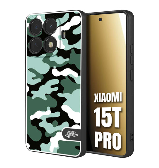 CUSTOMIZZA - Custodia cover nera morbida in tpu compatibile per Xiaomi 15T PRO camouflage mimetico militare verde green