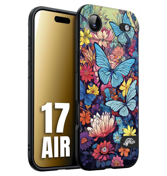 CUSTOMIZZA - Custodia cover nera morbida in tpu compatibile per iPhone 17 AIR farfalle butterfly moderno donna disegnate gialla blu rosa