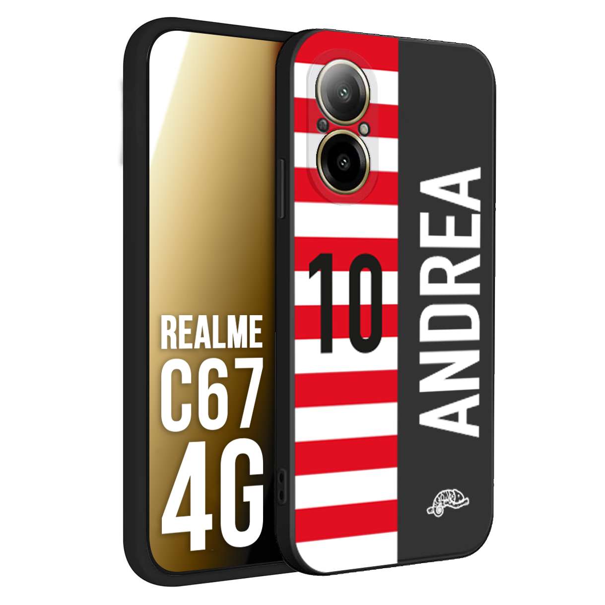 CUSTOMIZZA - Custodia cover nera morbida in tpu compatibile per Oppo C67 4G personalizzata calcio football nome e numero calciatori bianco rossa