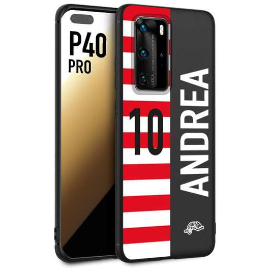 CUSTOMIZZA - Custodia cover nera morbida in tpu compatibile per Huawei P40 PRO personalizzata calcio football nome e numero calciatori bianco rossa