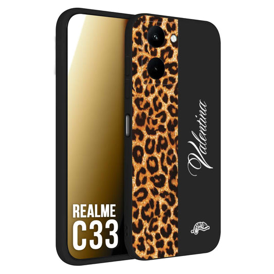 CUSTOMIZZA - Custodia cover nera morbida in tpu compatibile per Oppo Realme C33 custom nome scritta leopardato maculato donna marrone leopard