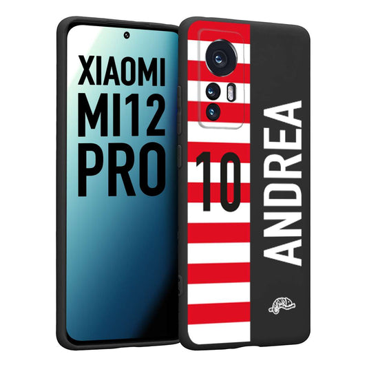 CUSTOMIZZA - Custodia cover nera morbida in tpu compatibile per Xiaomi 12 PRO personalizzata calcio football nome e numero calciatori bianco rossa