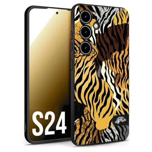 CUSTOMIZZA - Custodia cover nera morbida in tpu compatibile per Samsung S24 leopardato tigrato tiger colorata donna fashion estate