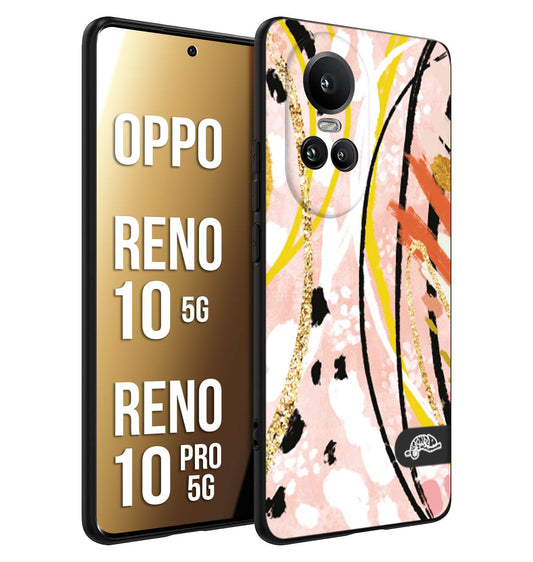 CUSTOMIZZA - Custodia cover nera morbida in tpu compatibile per Oppo Reno 10 5G - 10 PRO 5G fiori astratti donna zebrato leopardato fantasia dorata gialla rosa colorata